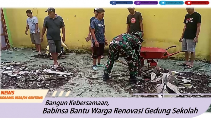 Bangun Kebersamaan, Babinsa Bantu Warga Renovasi Gedung Sekolah