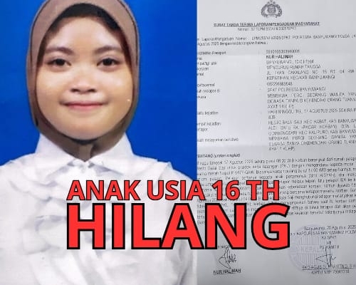 Di duga dibawa kabur pacar. Siswi SMK PGRI 1 GIRI hilang