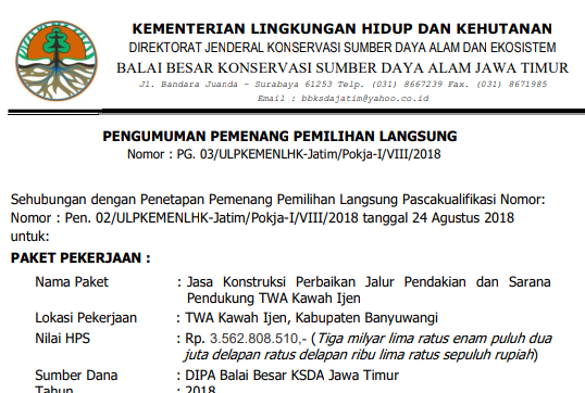 Diduga adanya bancakan terkait proyek milyaran milik BKSDA Jatim