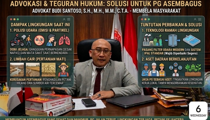 Gagal Kelola Limbah dan Emisi, Pengelola PG Asembagus Dituntut Tanggung Jawab